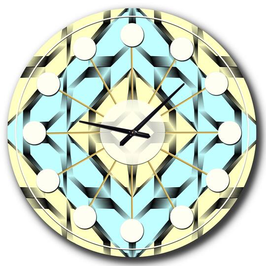 Designart Black & White Fashion Ornament Mid-Century Modern Wall Clock